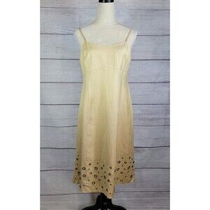 POSITIVE Attitude Linen Blend Empire Dress Beige Size 10 Petite